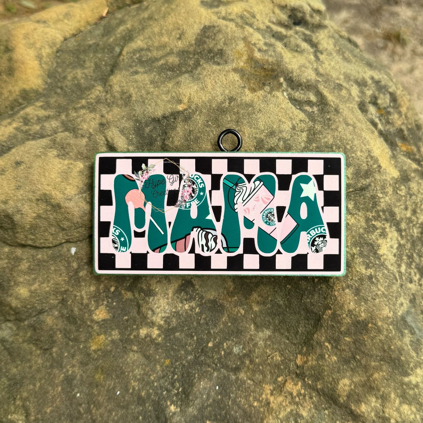 Checkered Mama with cardstock Car Freshie