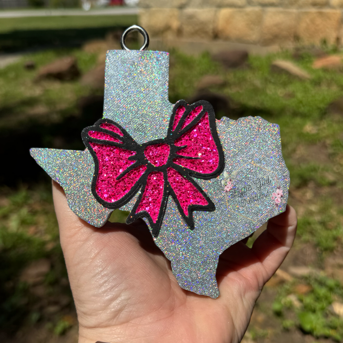 Texas w/ Bow Car Freshie
