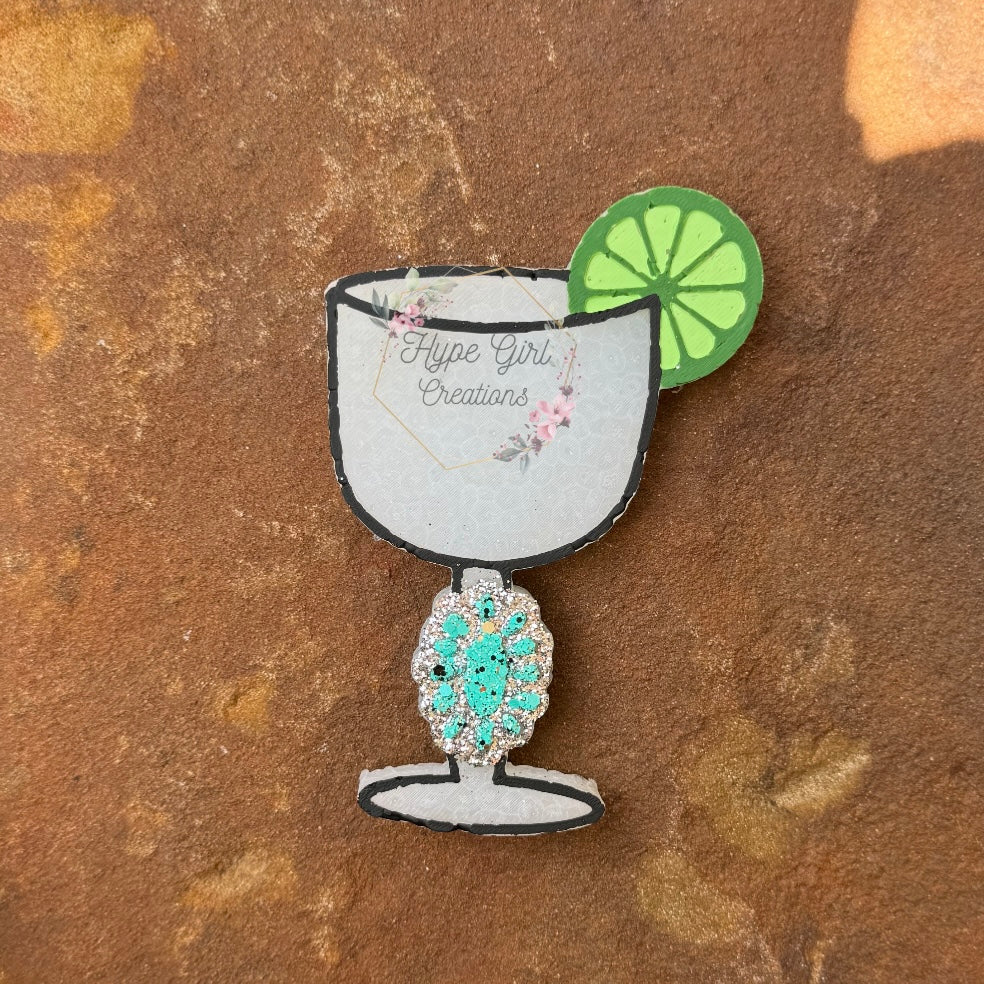 Turquoise Margarita Glass Car Freshie