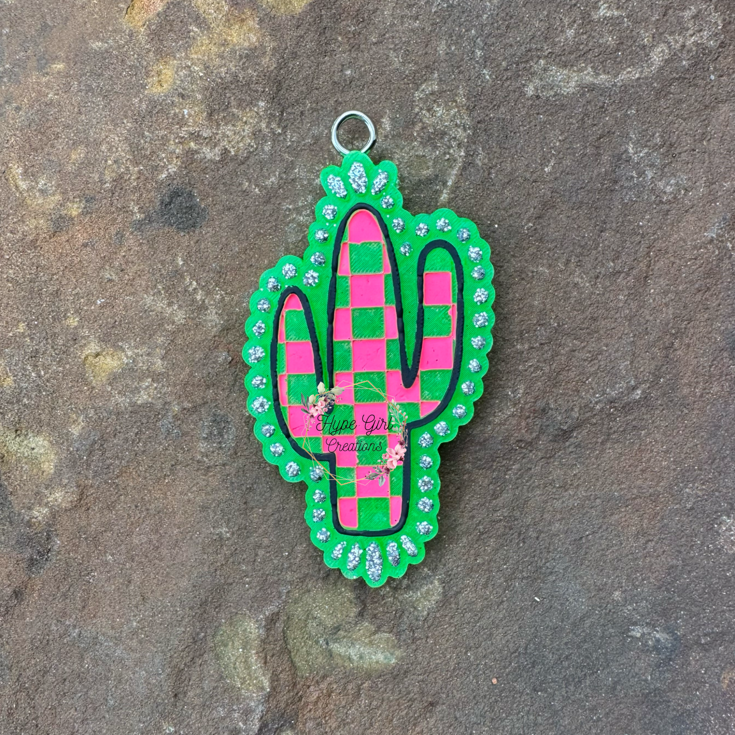 Checkered Cactus Car Freshie