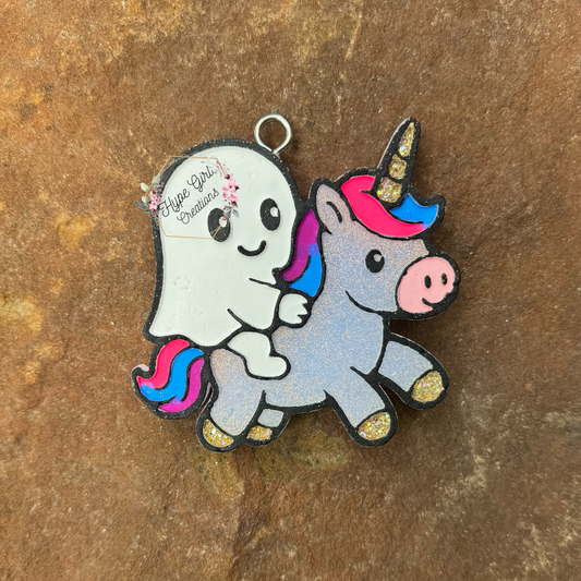 Ghost Riding a Unicorn Car Freshie