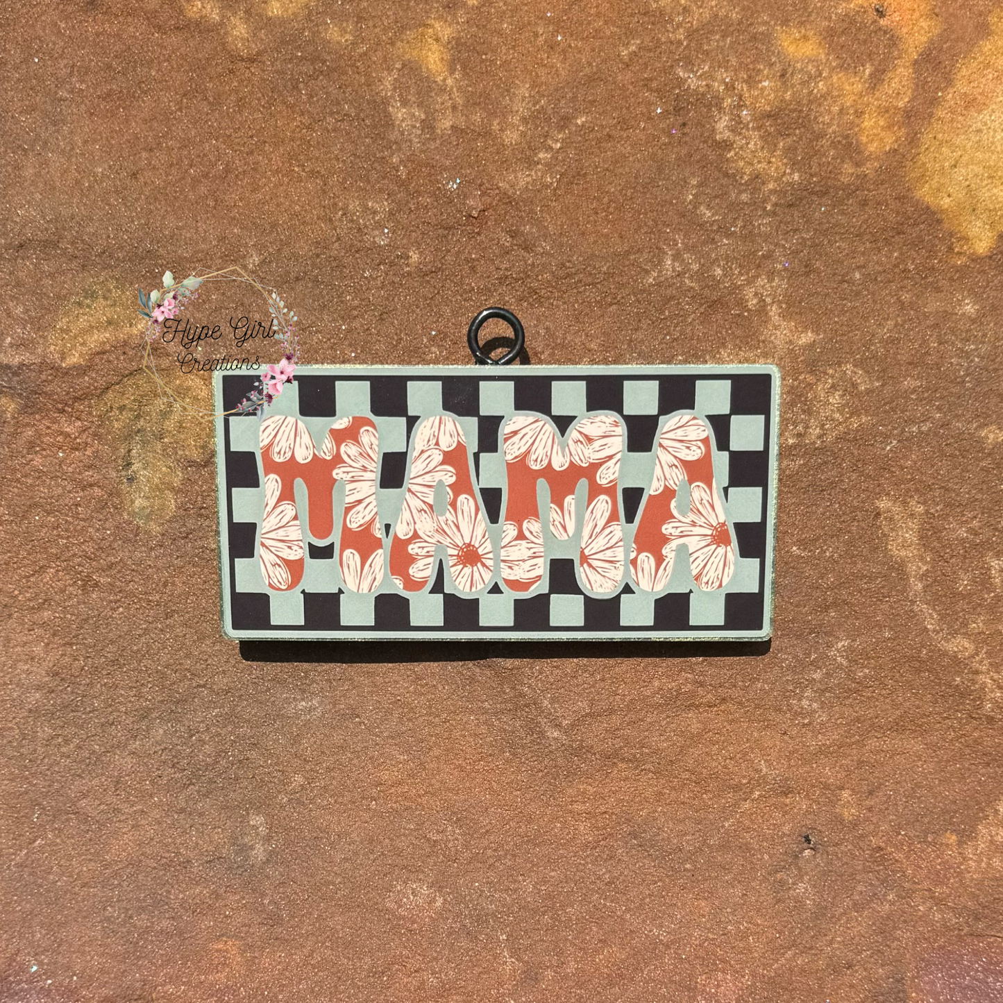 Checkered Mama with cardstock Car Freshie
