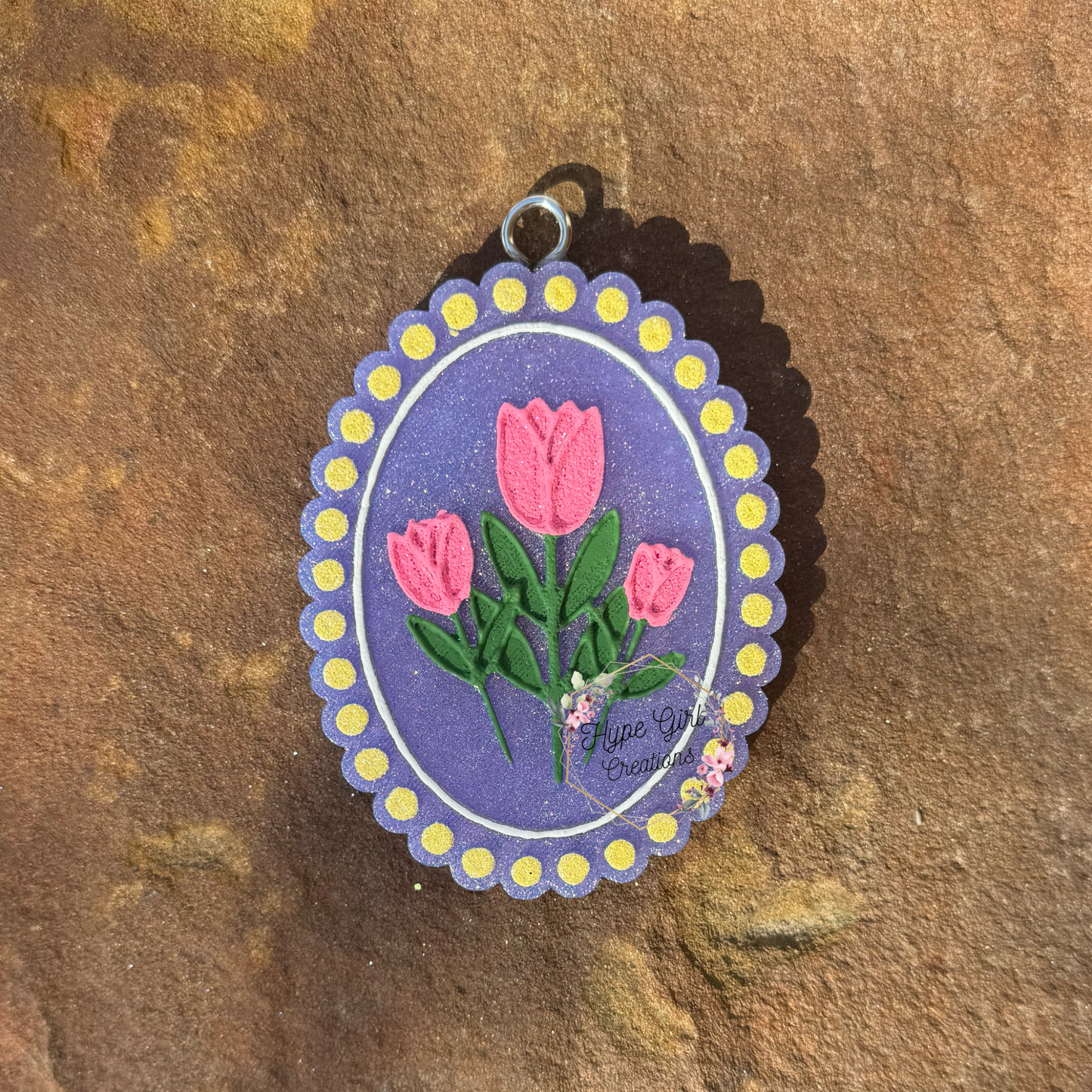 Dainty Tulip Oval Frame Car Freshie