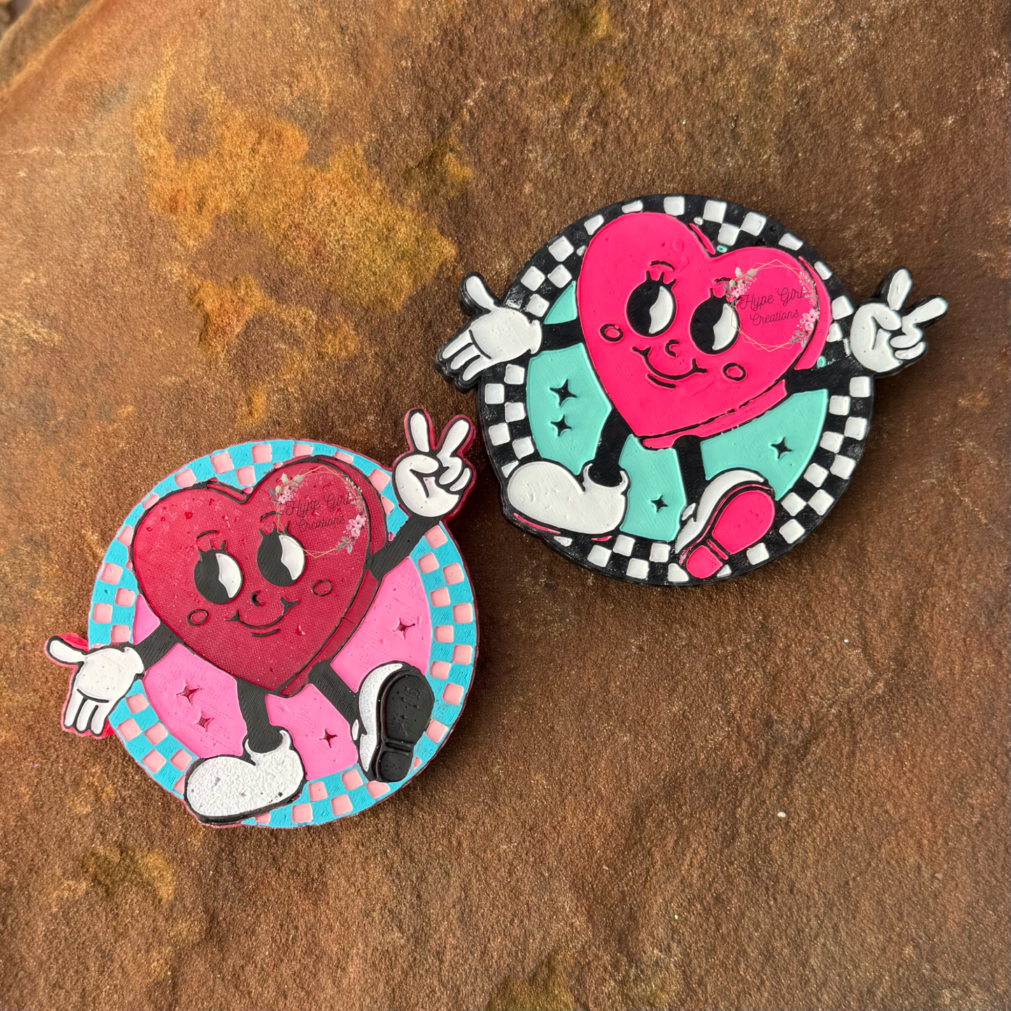 Retro Checkered Heart Car Freshie