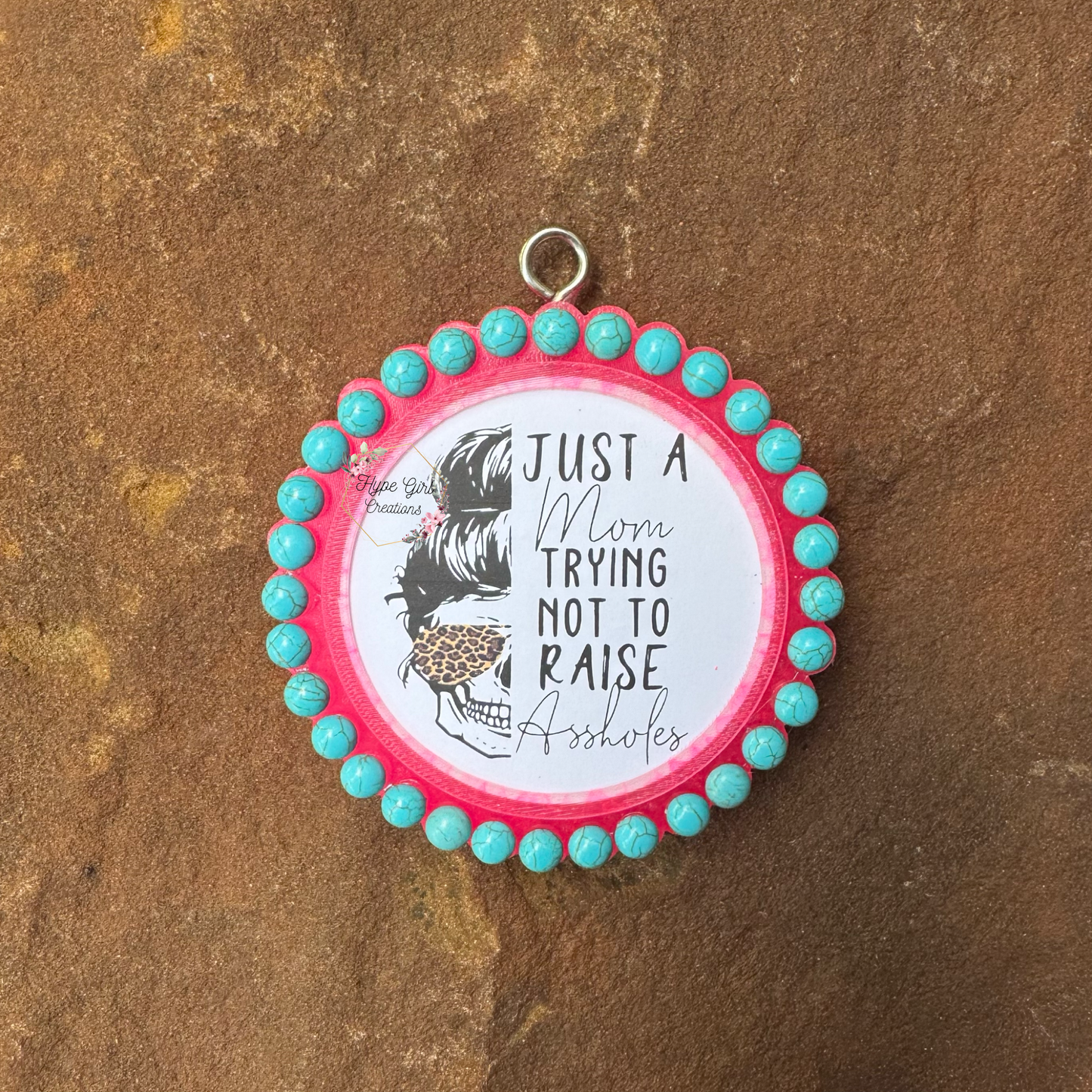 Jeweled Circle Frame w/ turquoise pieces Car Freshie