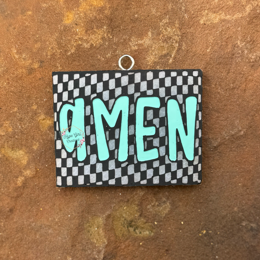 Checkered Amen Car Freshie