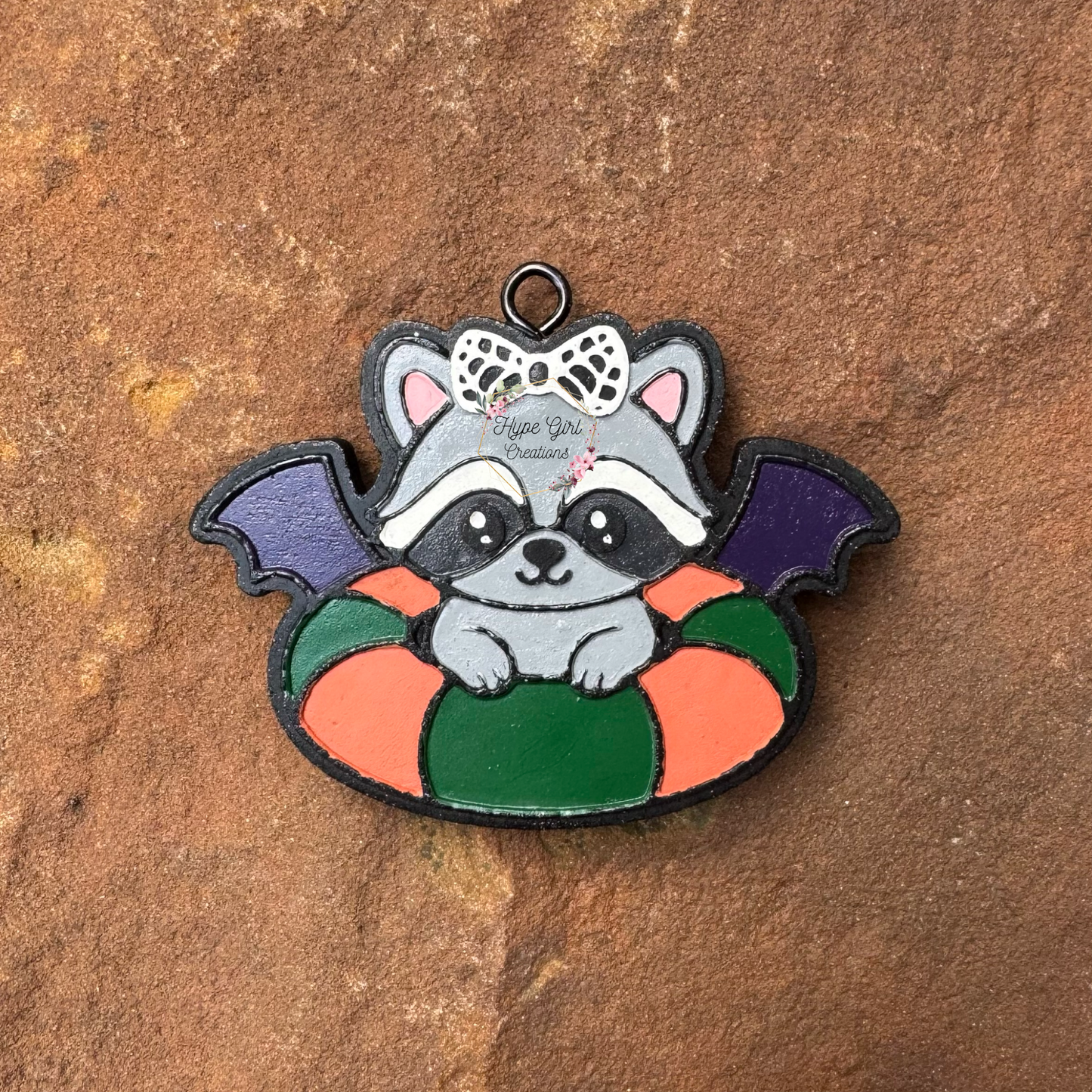 Racoon in Bat Floaty Car Freshie