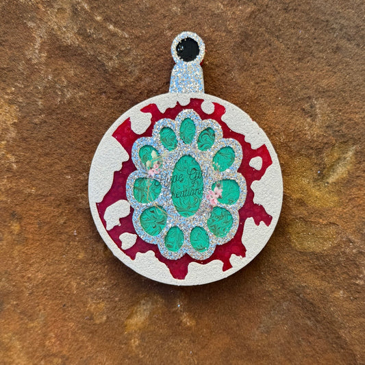Cow Print Ornament with Turquoise Car Freshie