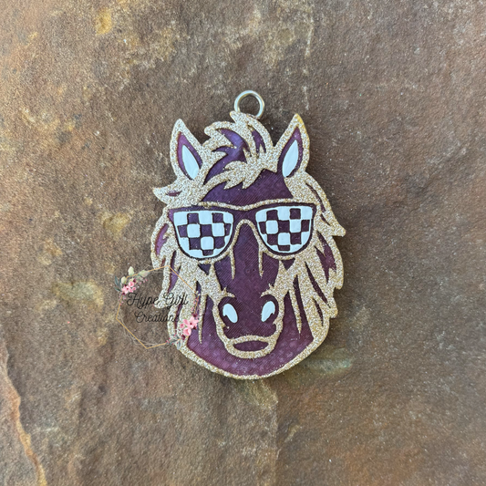 Checkered Glasses Mustang Car Freshie