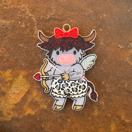 Cupid Highland Cow Car Freshie