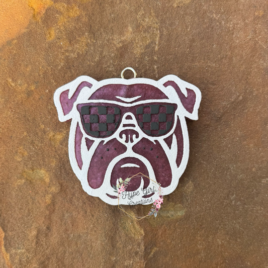 Checkered Glasses Bulldog Car Freshie