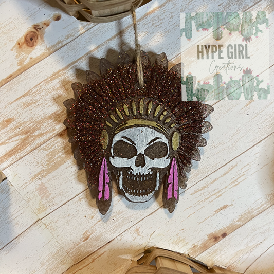Native American Skull Car Freshie