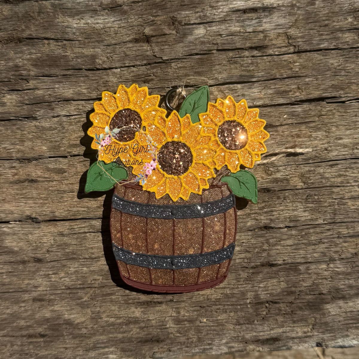 Sunflowers in a Barrel Car Freshie