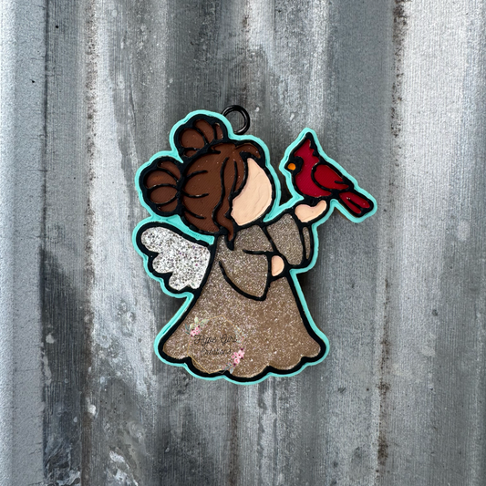Angel w/ Cardinal Car Freshie